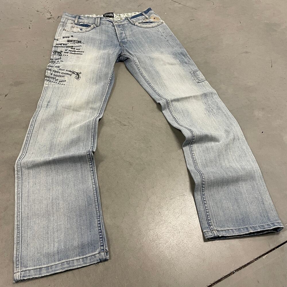 Y2K light wash archival avant guard jeans 33x34